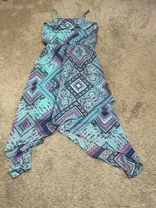 Childrens Place Girls Dress Size Large Multicolor Floral Asymmetrical Hem - Picture 1 of 9