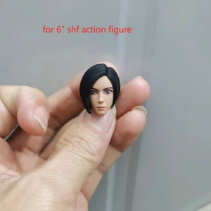 New Painted 1/12 Scale Black Hair Female Head Sculpt For 6" Action Figure Body - Picture 1 of 3