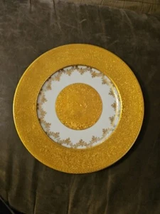 Aofi Porzellan Bavaria Vintage 11" Porcelain Plate Heavy Gold Courting Scene - Picture 1 of 16