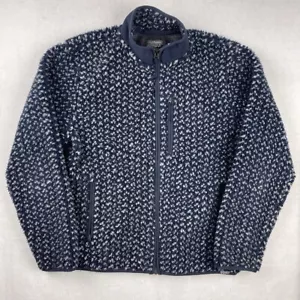 J Crew Nordic sherpa-fleece full-zip patterned jacket Blue Medium Never Worn - Picture 1 of 5