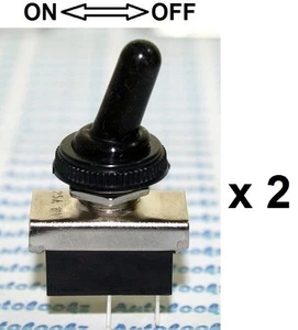 2 x 12V ON-OFF METAL TOGGLE SWITCH + WATERPROOF COVER cap car spot light caravan - Picture 1 of 6