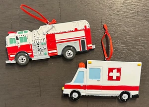 Emergency Vehicles Ambulance or Fire Truck Personalizable Ornament - Picture 1 of 3