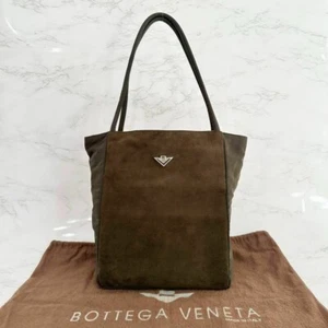 Bottega Veneta Tote Bag Suede x Nylon Tea Brown Vintage Women's From Japan - Picture 1 of 9