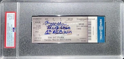 BOBBY MILLER MLB DEBUT & 1ST WIN 5/23/23 Ticket Stub PSA GEM MT 10 AUTO 76403925 - Image 1 of 4