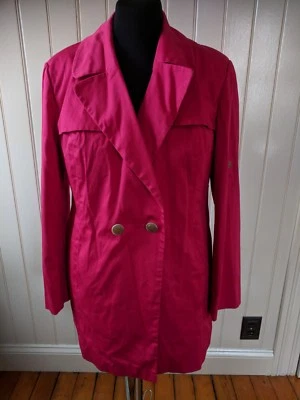 Hot In Hollywood Bright Pink Roses Trench Style Coat Blazer Size 14 - Image 1 of 4