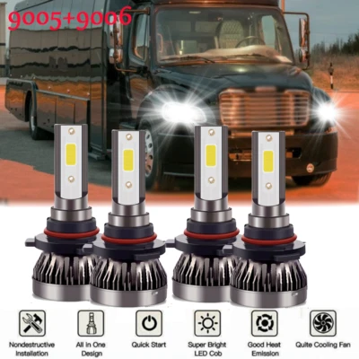 Kit de faros para Freightliner M2 100 106 112 2002-2017 9005 9006 bombilla LED alta/baja Foto 1 de 4