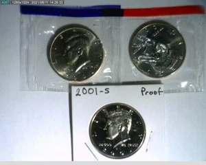 2001 PDS Kennedy Halves Unc in mint cello and Proof - Picture 1 of 2