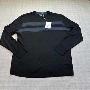 Smartwool Sweater Mens Large Sparwood Striped Crew Neck Balck Blue New with Tags - Picture 1 of 11
