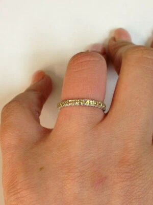 anello fedina donna argento 925% anallergico bluamante 12 zirconi gialli ban904 - Immagine 1 di 3