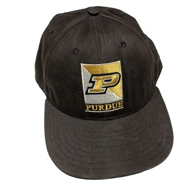 Vintage 90s Purdue University Hat Cap Strapback Black College Hipster USA Made - Image 1 of 4