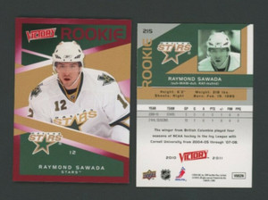 2010-11 Upper Deck Victory Red Raymond Sawada #215 Rookie RC MINT