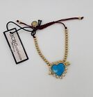 New Bcbg Generation Gold/turquoise Semi Precious Stone Heart/arrow Bracelet