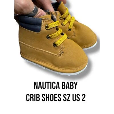 Nautica Bebé Trigo Trabajo Bota Estilo Cuna Zapatos con Cordones Amarillos EE. UU. Talla 2 Foto 1 de 4