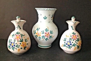 VTG Set of 3 Hand Painted Talavera Oil-Vinegar Dispenser & Vase Signed M.A Spain - Picture 1 of 5