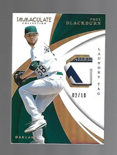 Paul Blackburn 2018 Panini Immaculate Collection Swatches Laundry Tag 2/10 ⚾