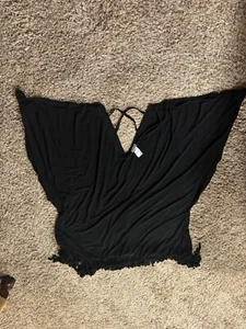 Plus Size 2X Black Swimsuit Coverup With Fringe - Picture 1 of 5