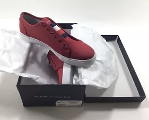Tommy Hilfiger Damen Rot Stoff Turnschuhe Tennis Sportbekleidung Wanderschuhe 9,5 M - Bild 1 von 14