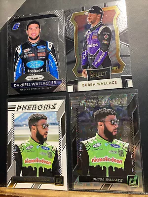 BUBBA WALLACE Lot of 4 NASCAR cards 2016-2018 Panini Donruss inserts #'d - Image 1 of 4