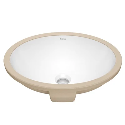 Kraus KCU-273 Elavo 16-3/4" Ovalado Vítreo China Undermount - Blanco Foto 1 de 4