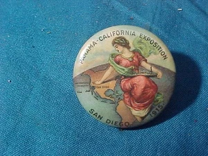1915 PANAMA -CALIFORNIA San Diego EXPOSITION Souvenir PINBACK - Picture 1 of 2