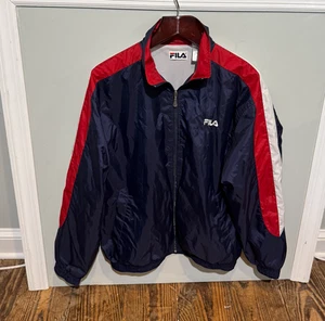 Vintage Fila Track Jacket Windbreaker Mens Size Large RARE Red White Blue Y2K - Picture 1 of 12