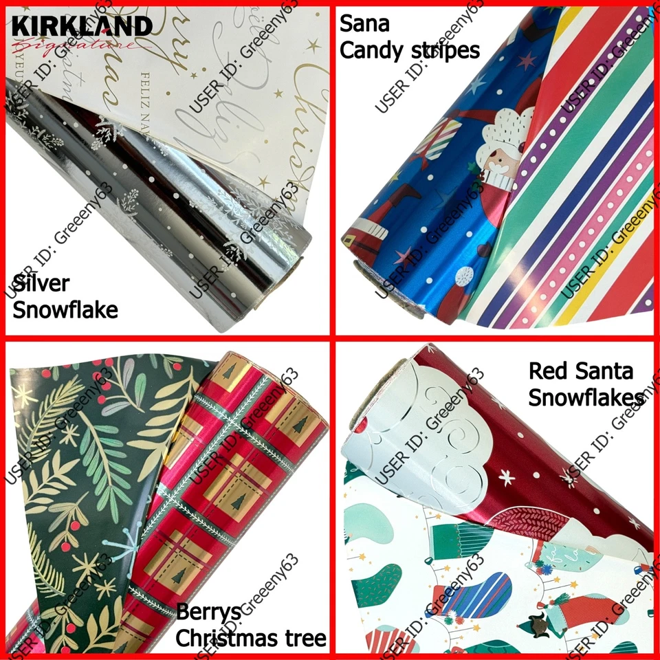 ✅Kirkland Premium Reversible Double Sided Foil Christmas Gift Wrapping Paper 36m - Image 1 of 1
