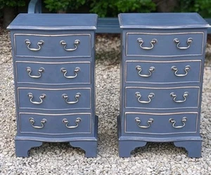 LIGHTLY DISTRESSED REGENCY BEDSIDE UNITS IN DOWNPIPE FARROW AND BALL - Picture 1 of 13