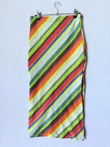 White Fox Miss Me Yet Multi Stripe Midi Skirt Size Small - Foto 1 di 5