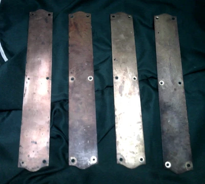 Vintage copper push plates finger plates shaped decorative set of four - Image 1 of 4