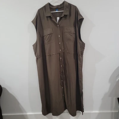 Old Navy Womens Button Up Shirt Dress Size 4X Olive Green Minimalist - Image 1 of 4