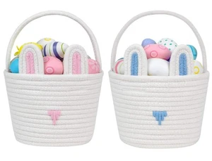 Baby's First Easter Basket Set - 2-Piece Empty Bunny Buckets with Ears for Ea... - Picture 1 of 8