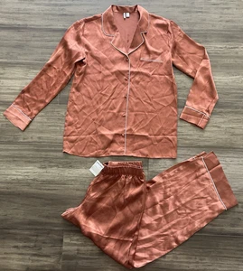 NWT NORDSTROM Washable Silk Pajama SET MEDIUM Copper - Picture 1 of 8