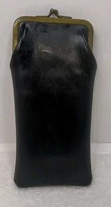 Custodia doppia per occhiali vintage anni 60 di Rosanne pelle nera chiusura a scatto seta - Foto 1 di 10