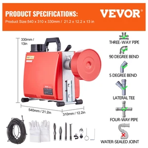 Succebuy Drain Cleaner Machine Electric Sewer Snake Auger Manual Feed - with 7 C - Picture 1 of 14