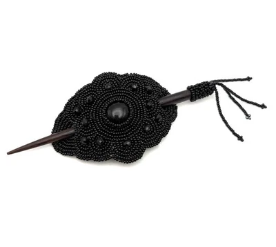 Beaded Hair Stick Barrette Updo Black  - Image 1 of 3