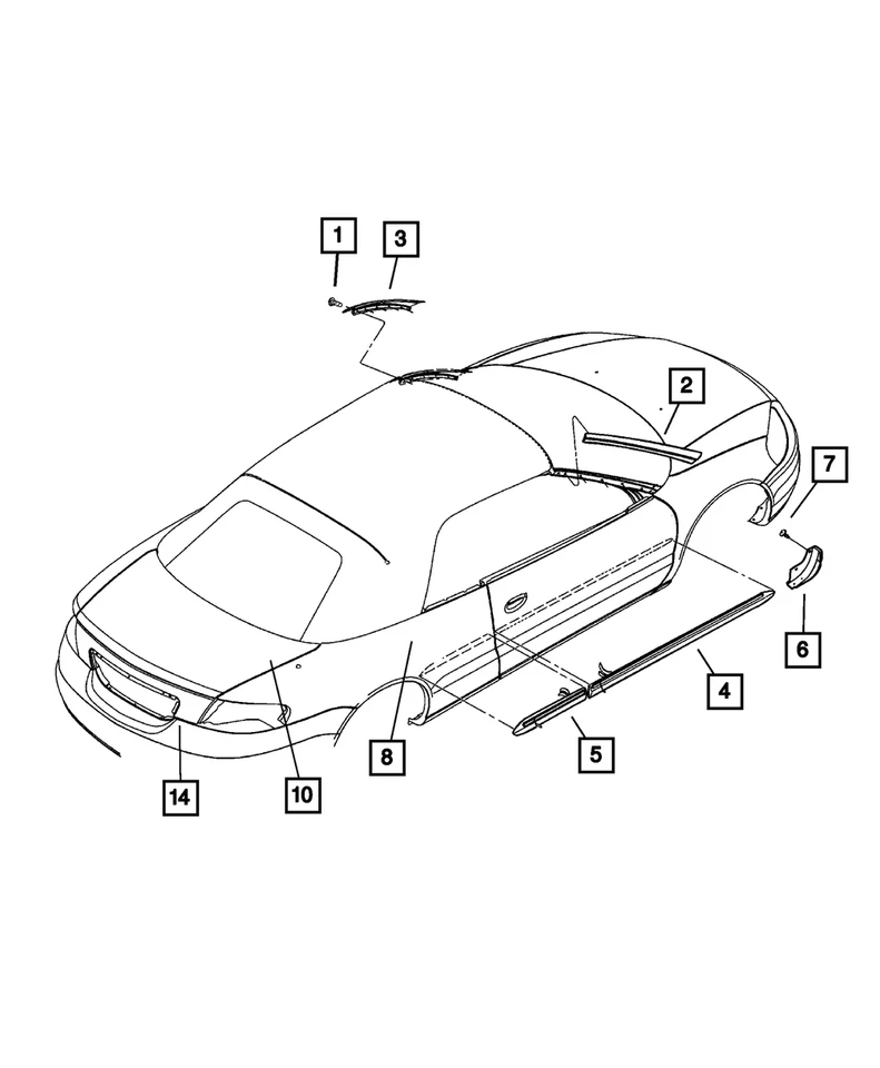 Подлинный наружный молдинг Mopar четверть доллара слева 68040245AA - Изображение 1 из 1