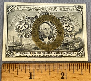 Antique ~ US FRACTIONAL CURRENCY 25 CENTS - SECOND 2nd ISSUE N - Picture 1 of 10