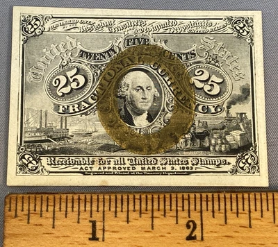 Antique ~ US FRACTIONAL CURRENCY 25 CENTS - SECOND 2nd ISSUE N - Image 1 of 4