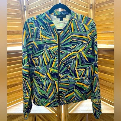 Chaqueta bomber para mujer Nordstrom halógena con estampado verde y amarillo Foto 1 de 4