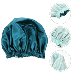  Wide Brim Sleep Cap Satin Sleeping Bonnet Hair Care Double Layer - Picture 1 of 12