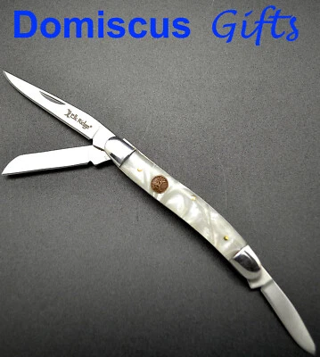 7 1/2" ¡NUEVO! CUCHILLO DE BOLSILLO PLEGABLE Elk Ridge Gentlemans blanco perla cuchillos 3 hojas Foto 1 de 4