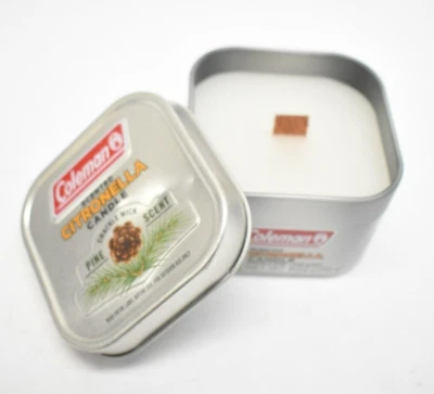 Coleman Citronella Outdoor Tin Candle 6 Oz Crackle Wick Pine Scent 25 Hour Burn - Image 1 of 4