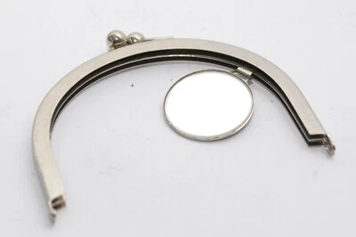 Taschenrahmen / Taschenbügel mit Spiegel , 120 x 80 mm, Silber, DIY, 80er Jahre - Bild 1 von 4