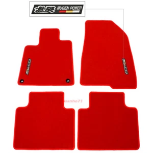 For 18-22 Honda Accord Floor Mat Carpet Front & Rear Red Nylon Non-slip w/ Mugen - Picture 1 of 8