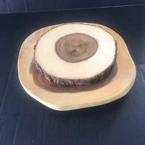 2 Lipper Intl Md inThailand Acacia Boards One Large Footed & Smaller One w/Bark - Picture 1 of 20