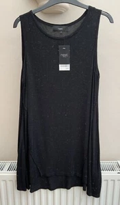 Next Women’s Long Tunic Black With Silver Fleck Sleeveless Top Size 12 RRP £30 - Picture 1 of 5