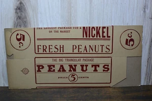 Caja expendedora de cartón vintage de 5 centavos de cacahuete caja pre jardineras Mr. Peanut - Imagen 1 de 9