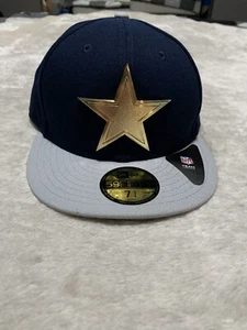 New Era Dallas Cowboys Mens Blue Gray Golden Finish Star 7 3/4 - Picture 1 of 6