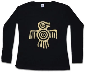AZTEC BIRD II DAMEN LANGARM T-SHIRT Indians Sign Culture Mayans Religion - Picture 1 of 1