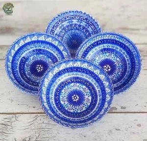 4x Handmade Ceramic Bowls Set Dinnerware Breakfast Serving Bowls Soup Salad - Picture 1 of 10